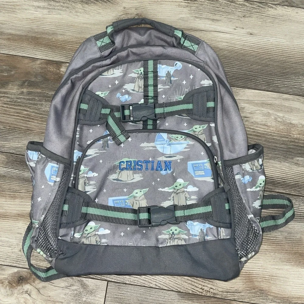 Pottery Barn Kids Star Wars Grogu Mackenzie Large Backpack Gray Glow-in-the-Dark